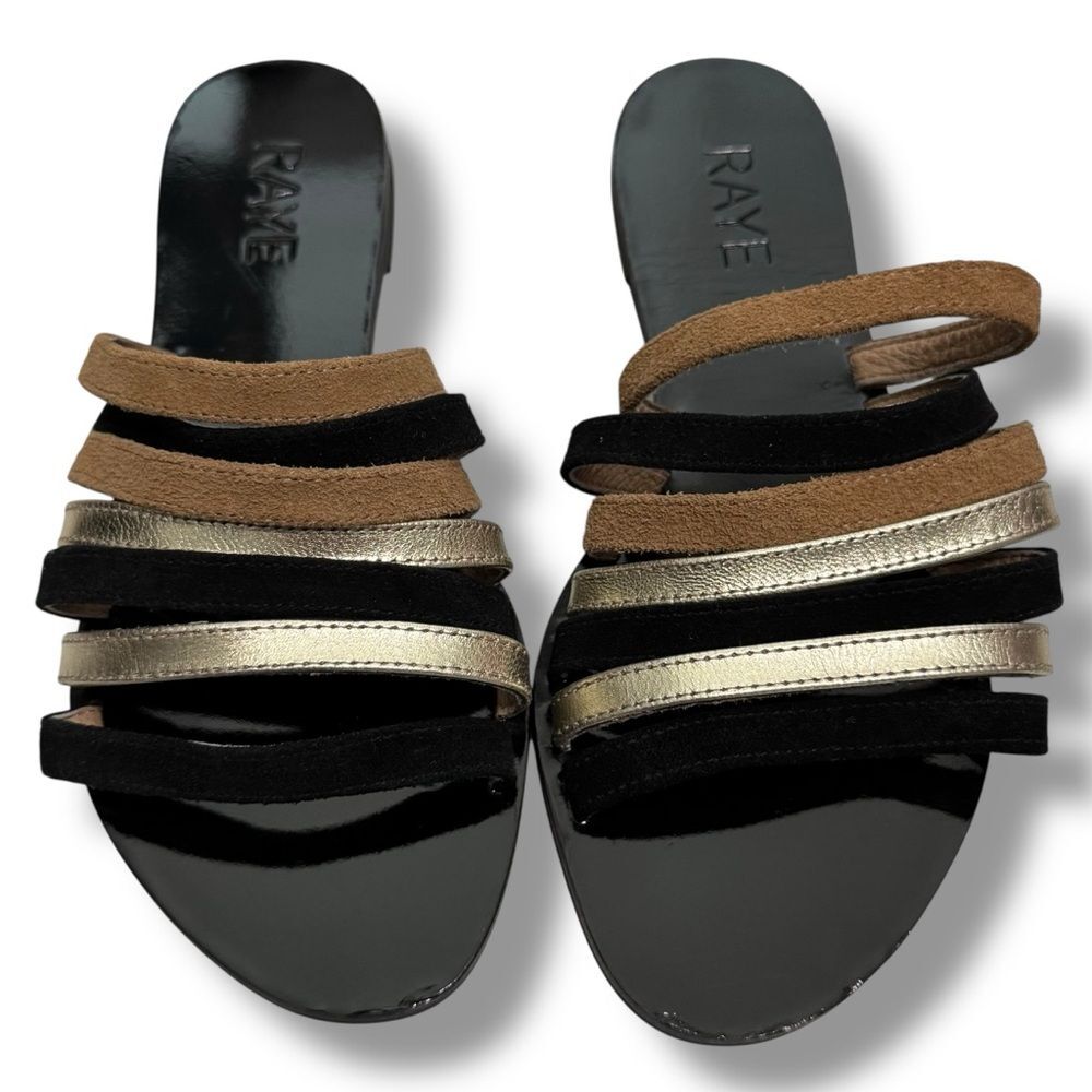RAYE Multi Strap Sandals 37 6.5 Leather Slides Color Pop Resort Summer Style